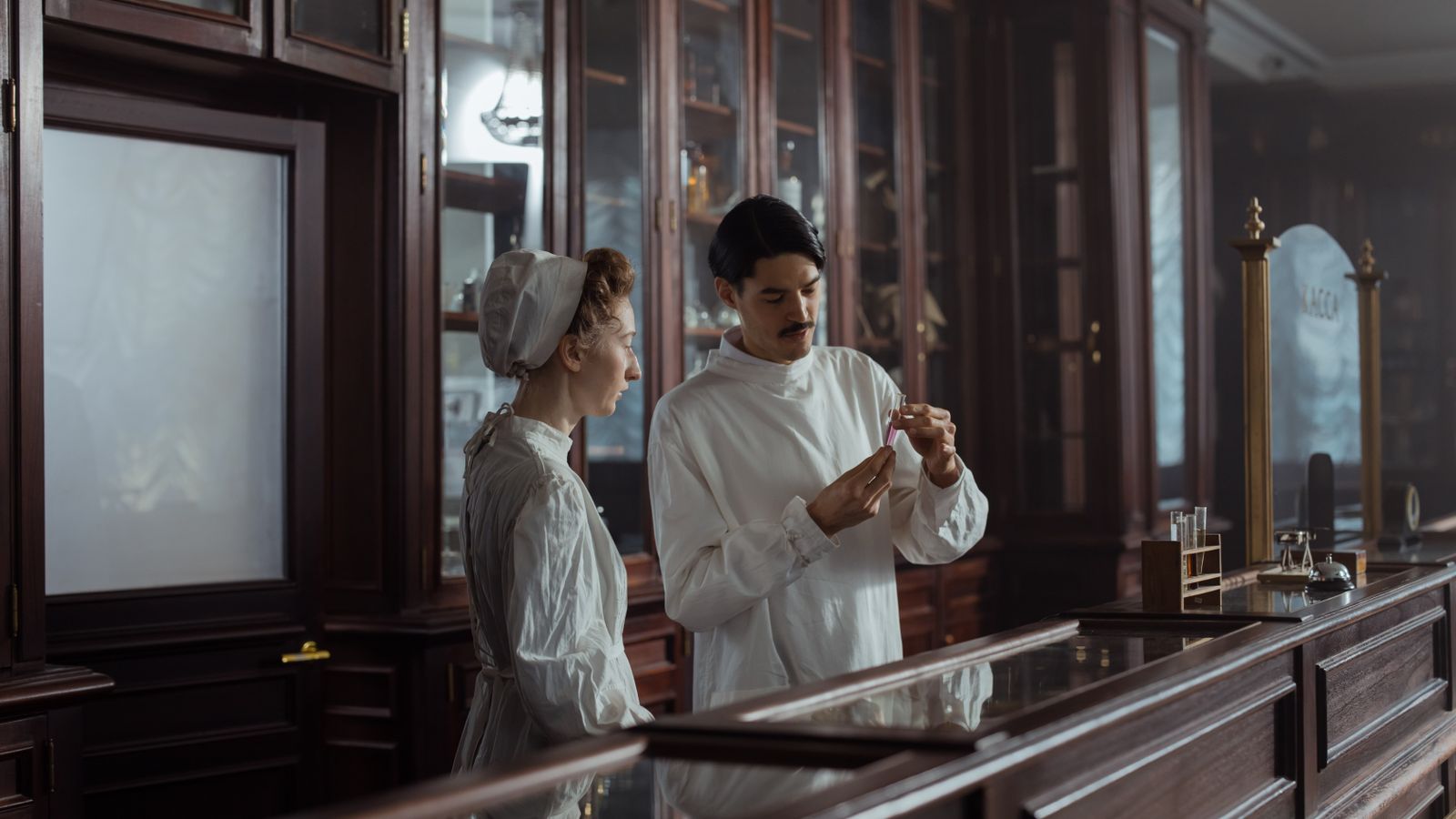 Pharmacists checking medicine in a pharmacy